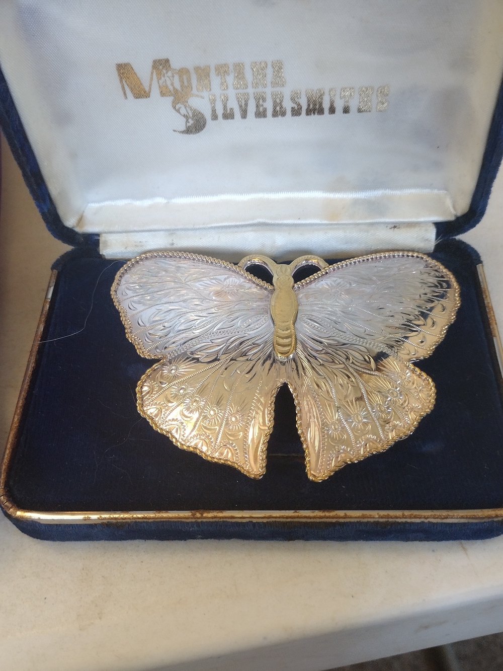 Montana Silversmiths Gold and Silver Butterfly Belt Buckle